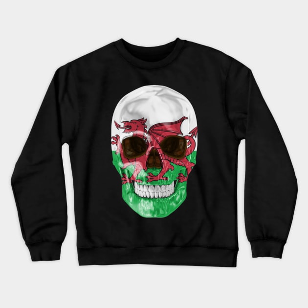 Wales Flag Skull - Gift for Welsh With Roots From Wales Crewneck Sweatshirt by Country Flags